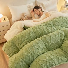 겨울용 보온 양털극세사 캐시미어 이불 솜털 이불, 그린