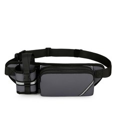 물병 홀더가 있는 허리 팩 조절 가능한 스트랩 벨트가 경량 패니 가방 하이킹 달리기 산책 사이클링 개 야외 여행용 222865, 회색 병 홀더 포함