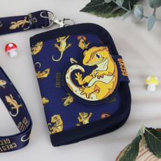 지갑 남아용 크레스티드게코 캐릭터 동물 일러스트 목걸이 카드지갑