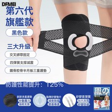 QRU 日本第六代透氣護膝輕薄運動跑步騎行登山半月板膝關節髕骨帶, 1個, S碼(70-90斤)