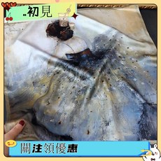 台灣發貨 桑蠶絲絲巾小領巾中方巾70CM真絲絲巾小方巾高檔送禮桑蠶絲絲巾/背影女孩 熱銷, 花叢蝴蝶,68*68cm, 1個