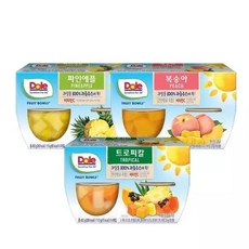Dole 후룻볼 3종 혼합 113g X 12개 (파인애플 복숭아 트로피칼) 과일컵 간편간식 과일통조림, 1세트