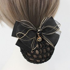 샤샤벨 골드 크리스탈 리본 헤어망 여성 간호사 망사 리본핀 머리망