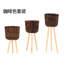 라탄 화분 바구니 커버 등나무 원형 스탠드 받침대 핸드메이드, 1개, K