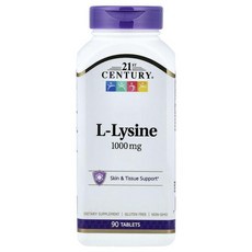 21st Century L-Lysine 1000mg Tablets 21센추리 L-라이신 1000mg 타블렛, 3개, 90정