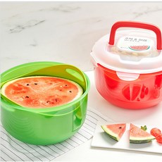 수박야채보관용기 7.2L 색상랜덤 / 핸디 손잡이 물빠짐 트레이 채반 포함, 1개