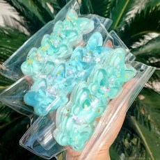 亮燈貓爪捏捏樂 解壓玩具 超軟泥感食玩 減壓玩具, 海鹽蝴蝶四連【pvc袋】, 1個