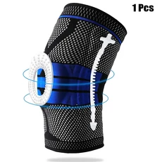 Nikooo Coolfit 1 쌍 무릎 브레이스 압축 소매 끈이있는 최상의지지 및 메 니스 커스 눈물 관절염 농구 통증 완화, M, Black