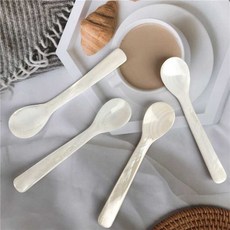 요거트스푼 아이스크림스푼 진주조개 레스토랑 디저트 커피, 1개, 12cm 화이트 쉘 스푼 프리미엄