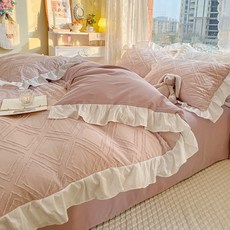 [유톡그램]워시드 코튼 레이스 이불커버세트 4종풀세트