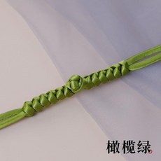旗袍盤扣 麥穗中式復古手工輔料 一字扣 長尾流蘇 盤扣鈕扣, 1個, 橄欖綠,5顆盤扣