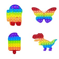 가엔가 무지개 컬러 팝잇 보드게임 실리콘뽁뽁이 푸쉬팝 다양한 캐릭터 푸시팝, 9유니콘-MXAE09, 1개