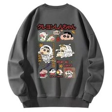 450g 550g 순면 짱구 긴팔티셔츠 루즈핏 커플티 가을 겨울 남녀공용 상의 짱구티 캐린터 프린트 긴팔 티셔츠 맨투맨