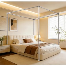 KEVI 풀사이즈 캐노피 침대 프레임 알루미늄 커넥터가 리스 스틸 트 폴 목재 또는 금속 침실 장 두꺼운, Full