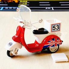 【台灣出貨】偉士牌外送摩托車合金車/3款可選 復古機車模型車 迴力車 偉士牌模型 小綿羊摩托車, 紅色有箱, 1個