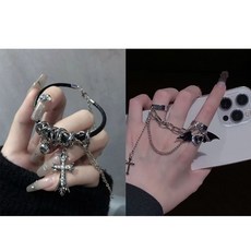 Y2K暗黑十字架造型手鍊/頸鍊，朋克小眾設計，甜酷風格飾品