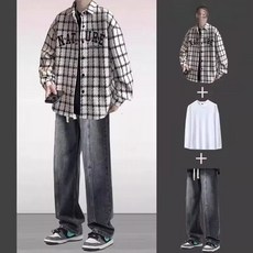 코르티스 LP 엘피판Outside 미니1집 샌드 (포카동봉) The Lines Color, 3xl, 3피스 화이트 셔츠+긴팔+데님 팬츠 그레이