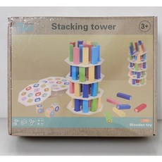 木製玩具E1C 創意54粒積木疊疊高 堆塔玩具 層層疊 積木 多米諾 兒童玩具 堆塔 彩色 疊疊樂 桌遊 玩具, 1個, 彩盒微凹（已折扣、商品完整）