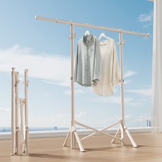FODOSS 접이식 빨래건조대 원터치 건조 행거 튼튼한 이불 옷 다용도 건조대, 흰색