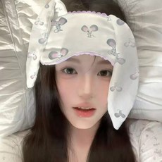 휴식 빛차단 여행용 여성용 안대 눈가리개 야간 꿀잠 수면, 마우스 이어 아이 마스크 롱 이어, 1개, 1개입