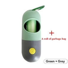 Led 라이트 개 똥 가방 디스펜서 분해성 폐기물 가방 야외 휴대용 애완 동물 쓰레기 봉투 개 고양이 청소, 01 green