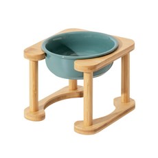 艾爾發寵物 羅馬柱架陶瓷寵物碗 護頸碗架 陶瓷飛碟碗, 1個, 墨綠色單碗組 17.5cm, 墨綠色