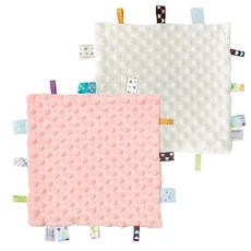 해외 CREVENT Tag Security 아기용 담요 남아용 부드럽고 작은 러비 아기 이불 감각 생일 베이비 샤워를 위한 훌륭한 선물 25.4 x 25.4cm10 10인치 8, Macaron Pink + Ivory.