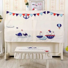 전자 피아노 덮개 건반 세트 북유럽풍 디지털 커버, 1개, 씨사이드 뷰 피아노커버 + 싱글 벤치커버