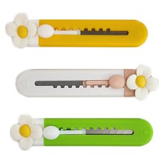 MDC 미니커터칼 데이지꽃 3종세트 / 언박싱칼 재단칼 택배칼 귀여운 다꾸칼