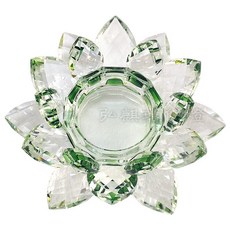 弘麒 水晶玻璃蓮花燭台(大) 蓮花燈座 供佛佛堂擺飾, 綠色1入(不含燈), 綠色