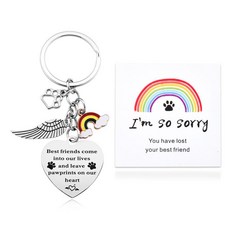 YangQian 강아지 고양이 발바닥 키체인 애완동물 애호가 생일 선물 여성용 주인 개 엄마 지갑 백팩 핸드백 키체인 반려동물 기념 스몰, 반려동물 기념 선물 키체인