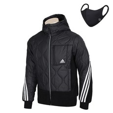 adidas 愛迪達 HYB絨毛鋪棉外套 H20777+立體口罩組