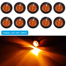 10PCS 12V 24V LED 사이드 마커 조명 자동차 전면 그릴 램프 트럭 트레일러 보트 범퍼 후드 표시 등, [02] Yellow