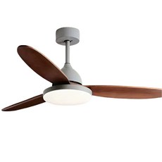 HC633吊扇燈 實木扇葉 遙控APP語音控制 六檔變頻 客廳餐廳適用, HC633銀+木紋色52寸變頻遙控+APP無極調光