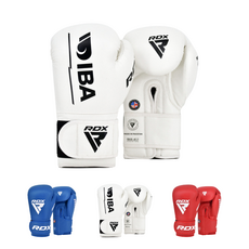 링사이드코리아 RDX 아이바 AIBA 공인 복싱 글러브 엘리트 가죽 권투장갑, 화이트, 1세트