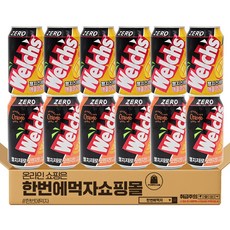 [한번에먹자] 웰치스 제로 뚱캔 혼합세트 / 오렌지 + 애플망고 / 각6개씩 총12캔, 12개, 355ml