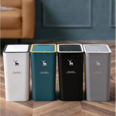 [당신의행복] 원터치 사각 슬림 휴지통 15L 주방 화장실 쓰레기통, 1개, 그린