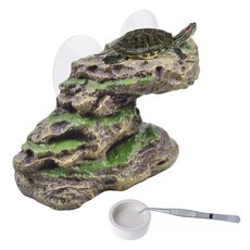 PINVNBY 거북이 부두용 바스킹 플랫폼 레진 휴식 바위 파충류 서식지 등반 장식품 플로팅 레지 수족관 장식 개구리 뉴트 도마뱀용 흡착 컵 2개3개 141144, 【brown】, 【M:8.2”Lx3.3”Wx3.1”H】