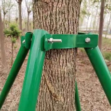 樹木支撐架鍍鋅鋼管綠化園藝支撐桿金屬大桿防風固定器抱箍烤漆色, 1個, 長1.0米/32管四角支撐(含鐵抱箍)