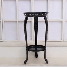 【開發票/統編】歐式鐵藝花架 落地式客廳陽臺綠蘿花盆架 省空間室內外置物架, 黑色（高54cm）雙層小號寬腿款