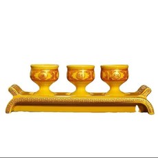 【開發票/統編】財神爺觀音三連杯套裝 家用敬神供佛水杯酒杯茶杯, 1個, 黃高腳三連供