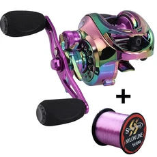 2021 새로운 금속 스풀 베이트 캐스팅 릴 8kg 최대 드래그 7.2:1 고속 기어비 바닷물 민물 낚시 휠 낚시 릴 베이트 캐스팅 릴 바다낚시, Black, Left Hand