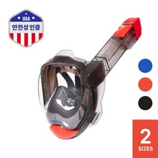 라모노 에어브리드 풀페이스 스노클링 마스크 3세대 김서림방지 메쉬백, 코랄레드