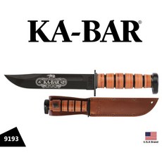 美國Ka-Bar直刀120年狗頭紀念版4mm刃厚1095高碳鋼附皮革刀鞘【KA9193】, 1個, 黑色