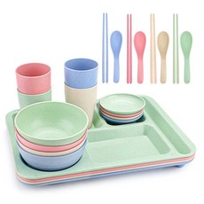 BUZOO 리빙 다이어트 식판 다이어트 나눔 식판 간편식 식판 분할 식판, 4개, 푸른색+녹색+베이지+핑크색