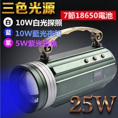 Rising 魚燈照明燈 強光手電筒 藍光手電筒 可充電式 25W, 1個, 夜釣燈