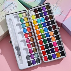 포령 고체 수채화물감 세트 워터브러쉬 다색 업그레이드, 72색