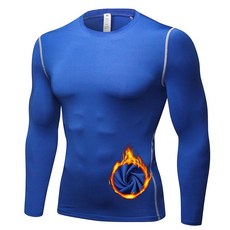 SPVISE 남성용 보온 압박 셔츠 긴소매 플리스 안감 속옷 상의 추운 날씨용 러닝 기어 베이스 레이어 겨울 1/4 지퍼 - 다크 그린 XL_145110, L, 블루_145110