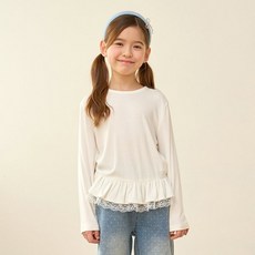 로엠걸즈 레이스 프릴 골지티셔츠 RGLA2615P 176188