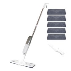 Leto 噴霧拖把濕拖布 + 超細纖維拖布 5入 + 多用途清潔劑, 1套